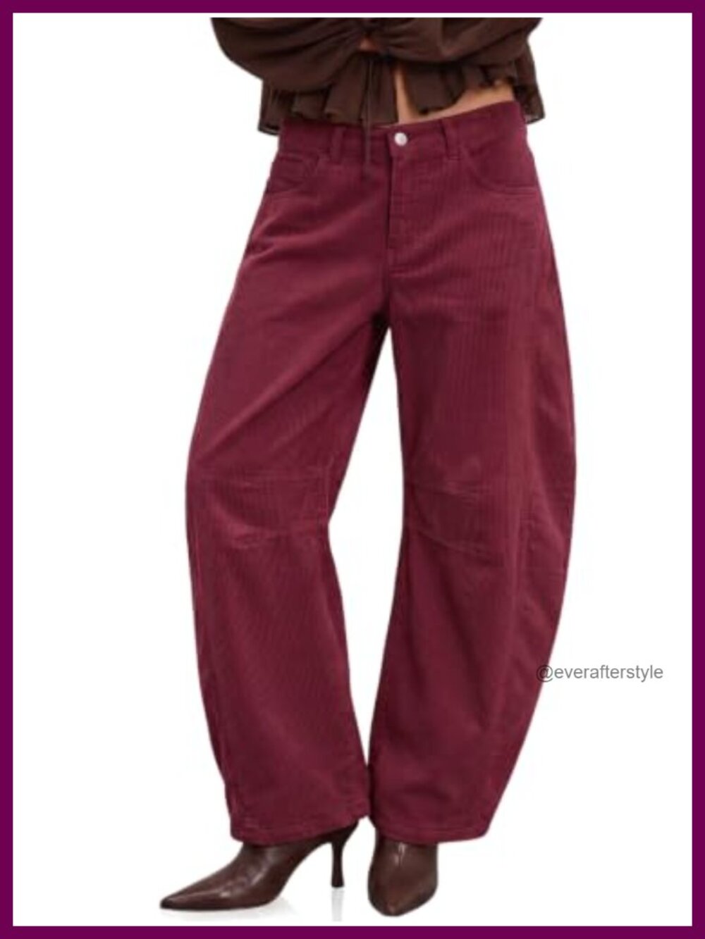 Corduroy Barrel Pants High Waisted Wide Leg Trousers